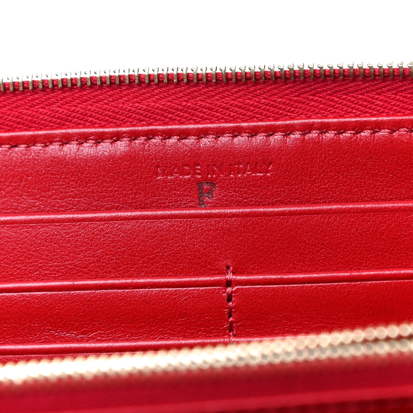 Lambskin Quilted Large C Charm Zip Around Wallet Red