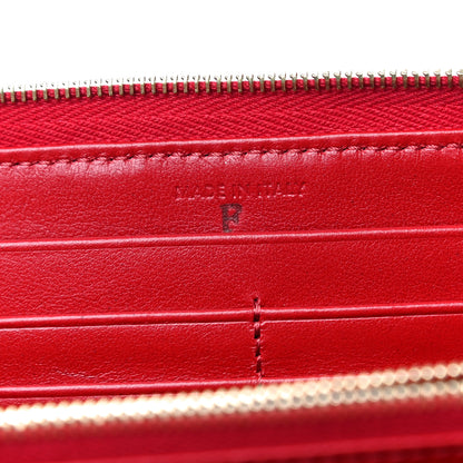 Celine Lambskin Quilted Large C Charm Zip Around Wallet Red 7 of 13