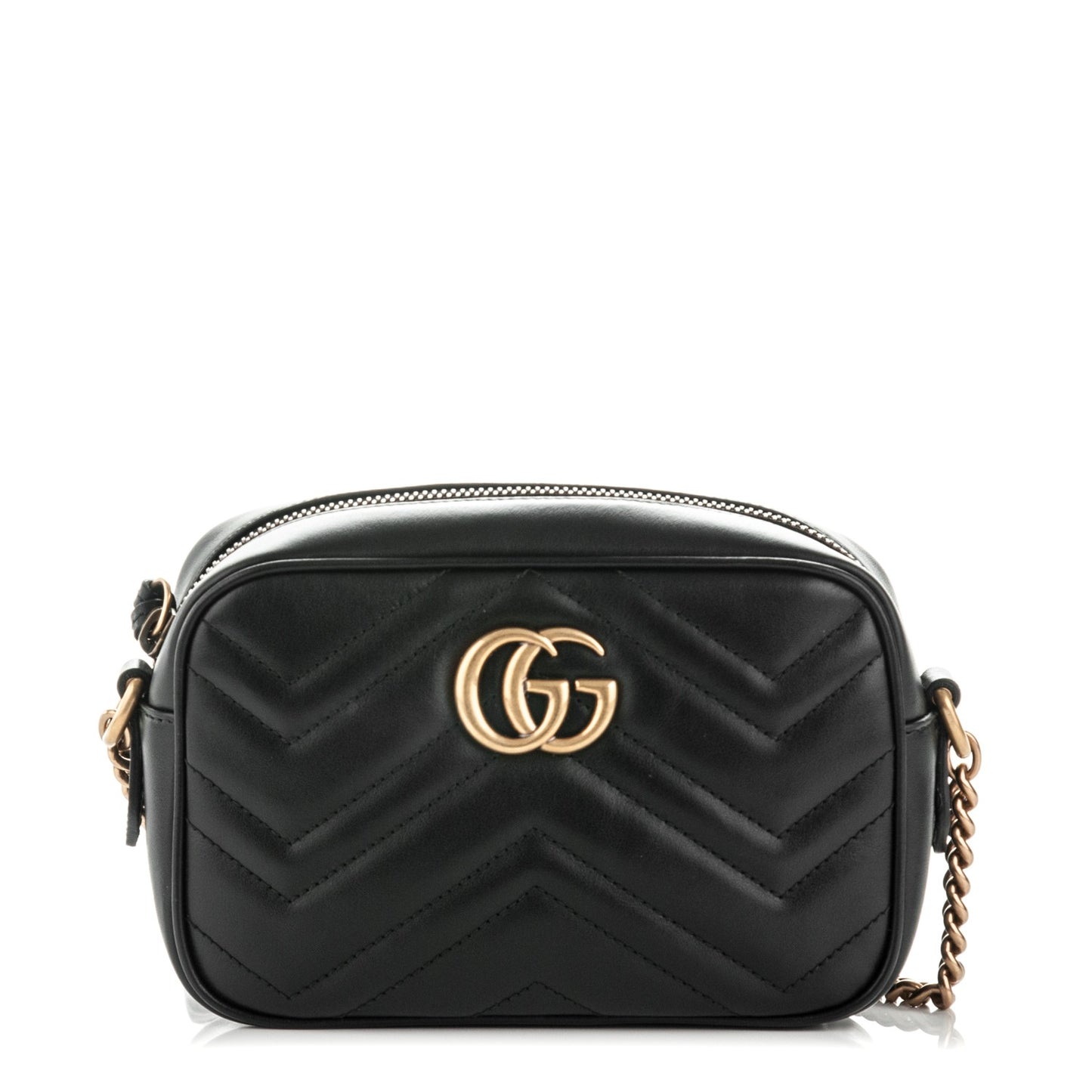 Calfskin Matelasse Mini GG Marmont Chain Shoulder Bag Black