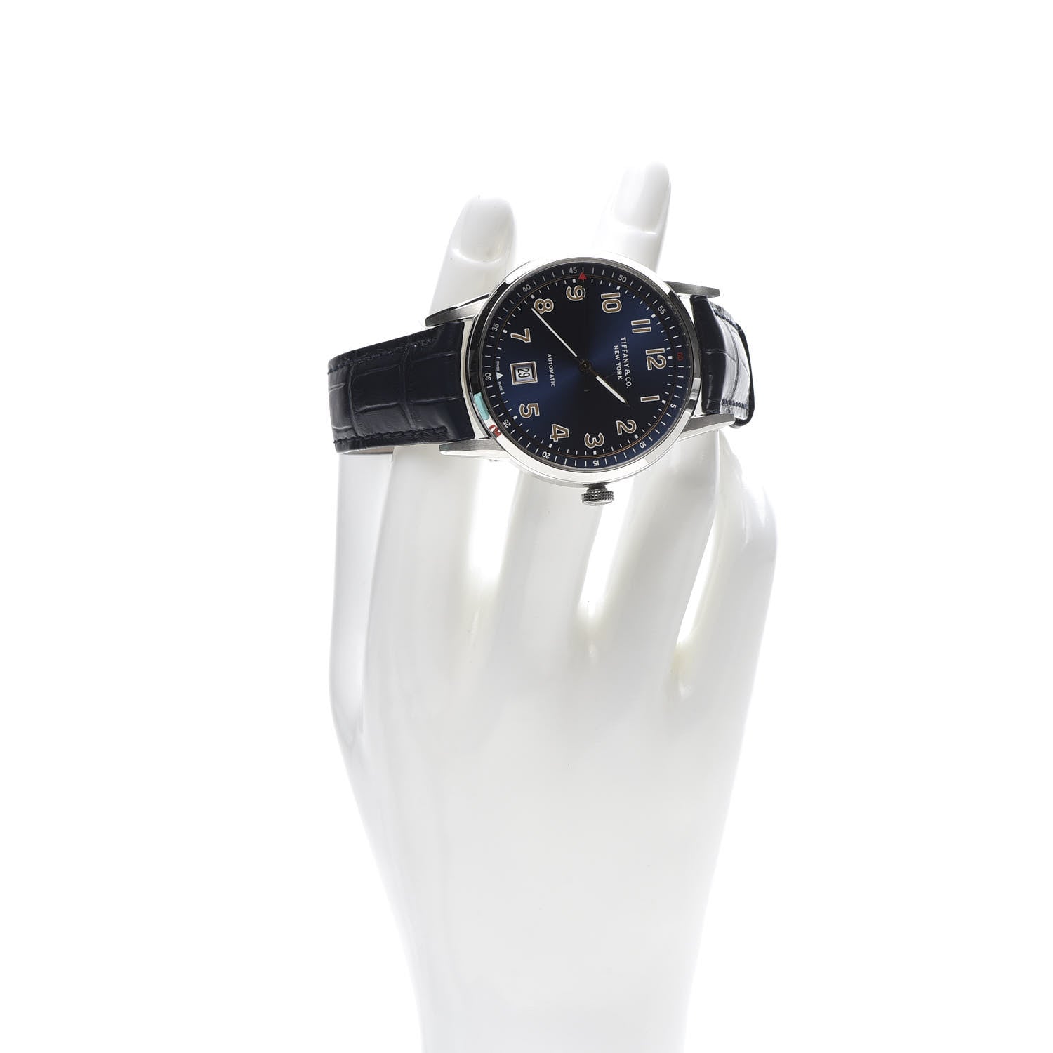 Tiffany Stainless Steel Alligator 40mm CT60 3-Hand Automatic Watch Blue 2 of 9