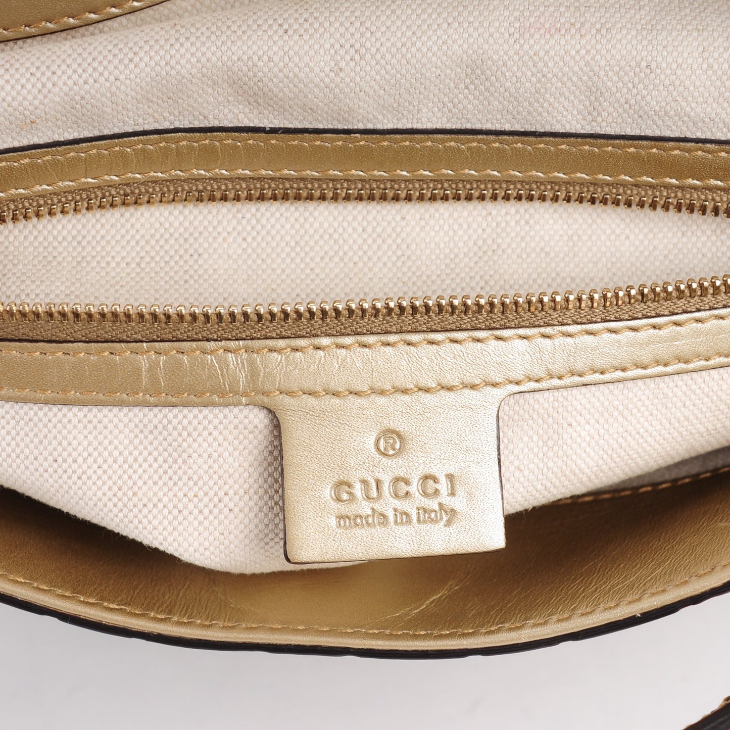 Metallic Guccissima Medium Bree Foldover Tote Golden Beige