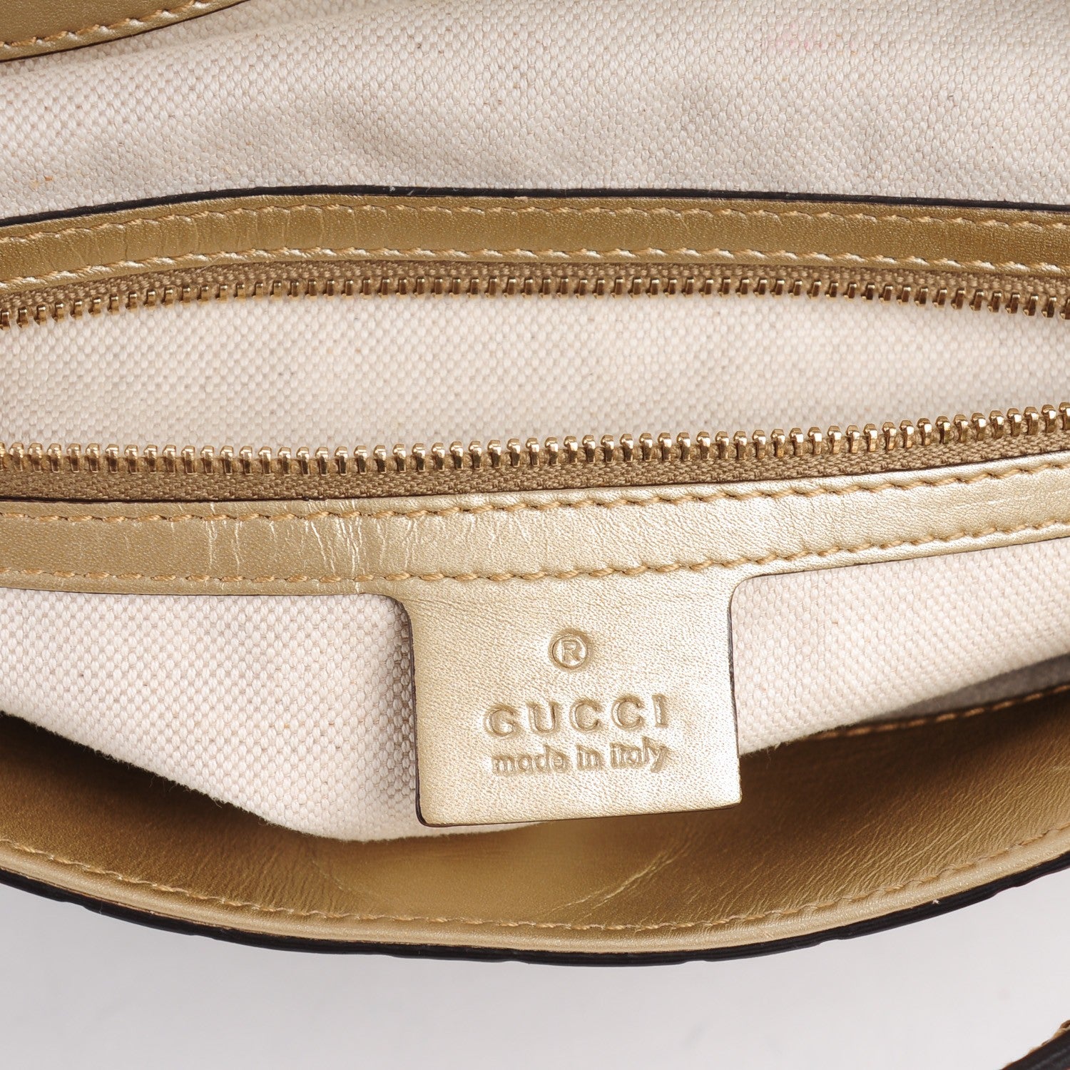 Gucci Metallic Guccissima Medium Bree Foldover Tote Golden Beige 6 of 7