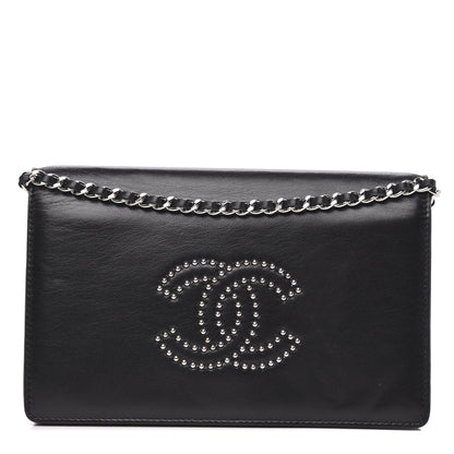 Chanel Lambskin Studded CC Wallet On Chain WOC Black 1 of 12