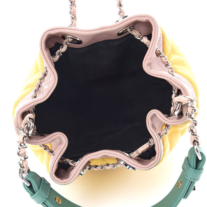 Chanel Lambskin Quilted Cuba Drawstring Tote Yellow Pink Green 7 of 19