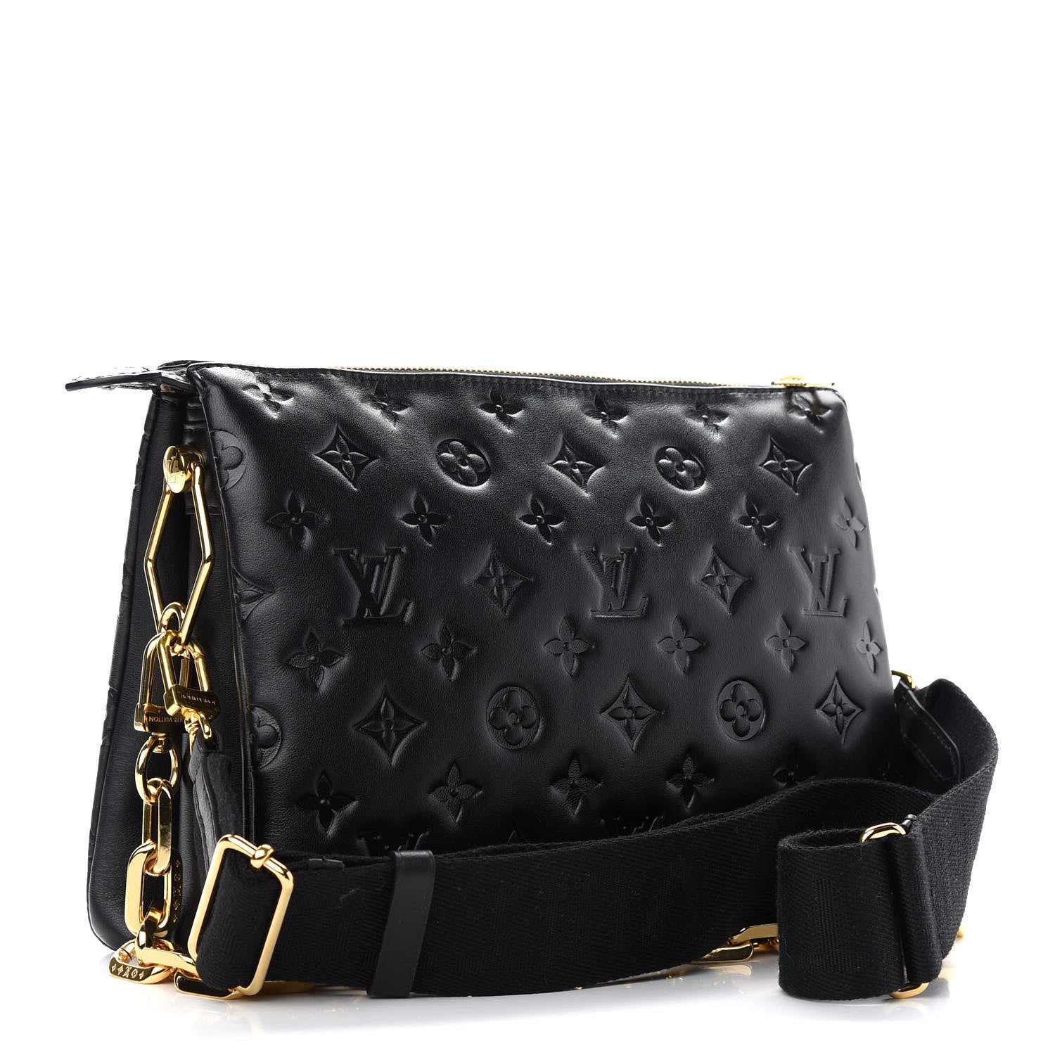 Louis Vuitton Lambskin Embossed Monogram Coussin PM Black 3 of 8
