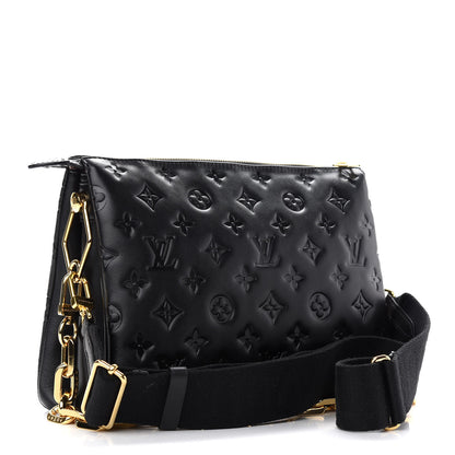 Louis Vuitton Lambskin Embossed Monogram Coussin PM Black 3 of 8
