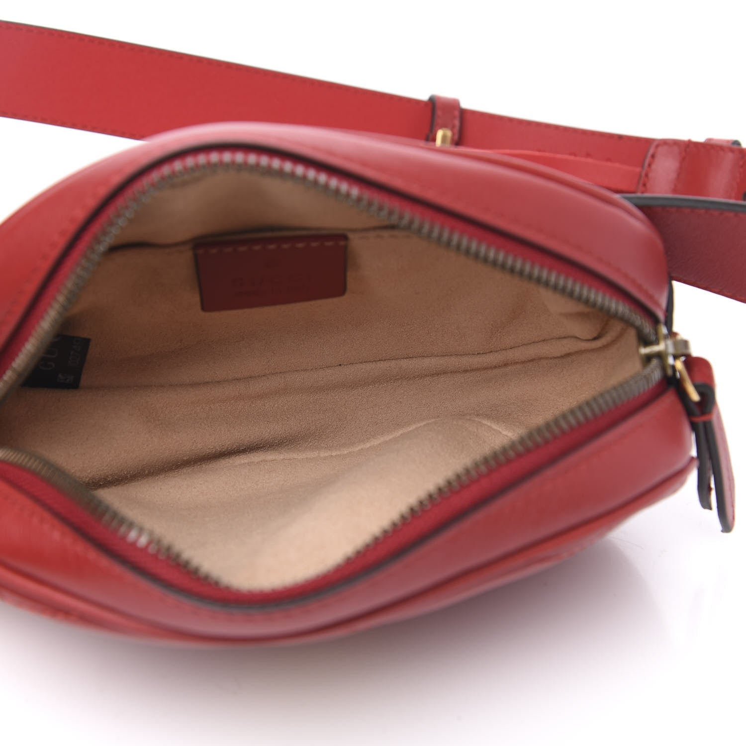 Gucci Calfskin Matelasse GG Marmont Belt Bag 95 38 Hibiscus Red 5 of 11