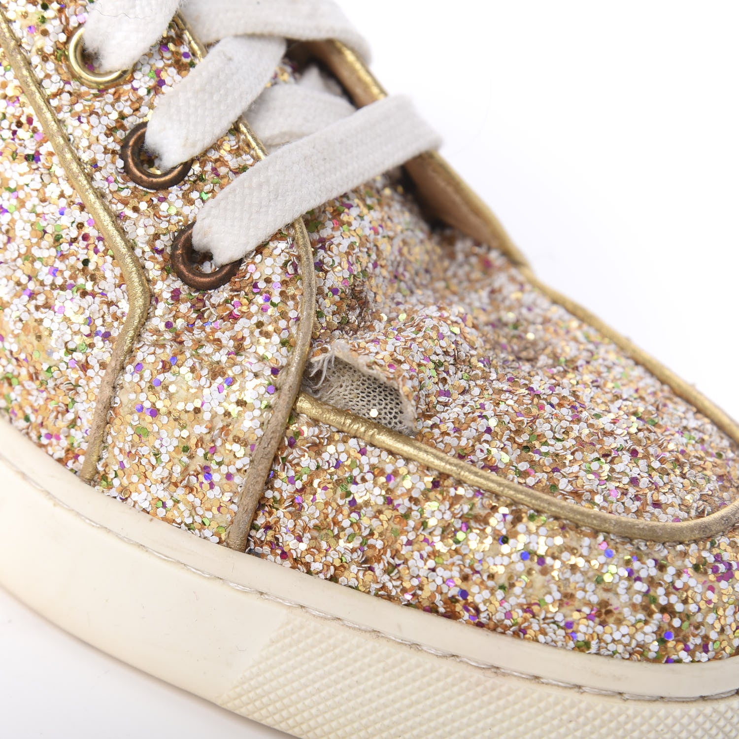 Christian Louboutin Glitter Nappa Rantus Orlato Sneakers 37.5 Multi Gold 9 of 9