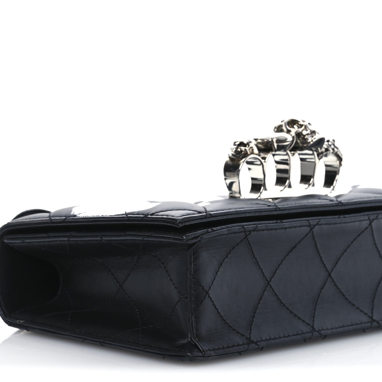 Alexander McQueen Lambskin Quilted Graffiti Knuckle Shoulder Bag Black 9 of 10