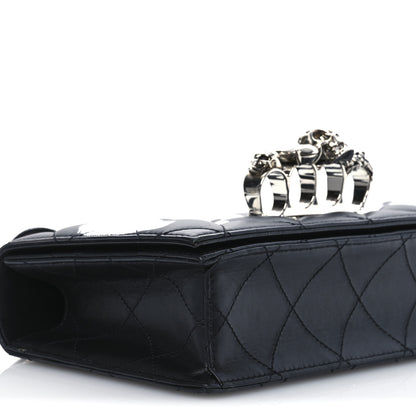 Alexander McQueen Lambskin Quilted Graffiti Knuckle Shoulder Bag Black 9 of 10