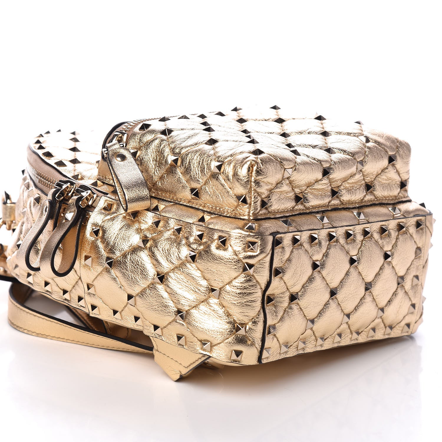 Valentino Garavani Metallic Lambskin Quilted Mini Rockstud Spike Backpack Mekong 7 of 9