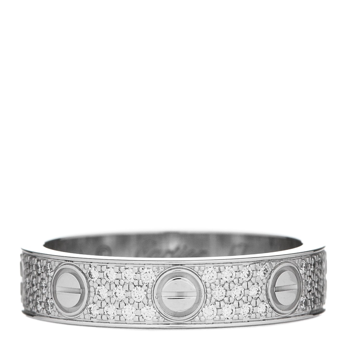 18K White Gold Diamond 4mm LOVE Wedding Paved Band Ring 47/4