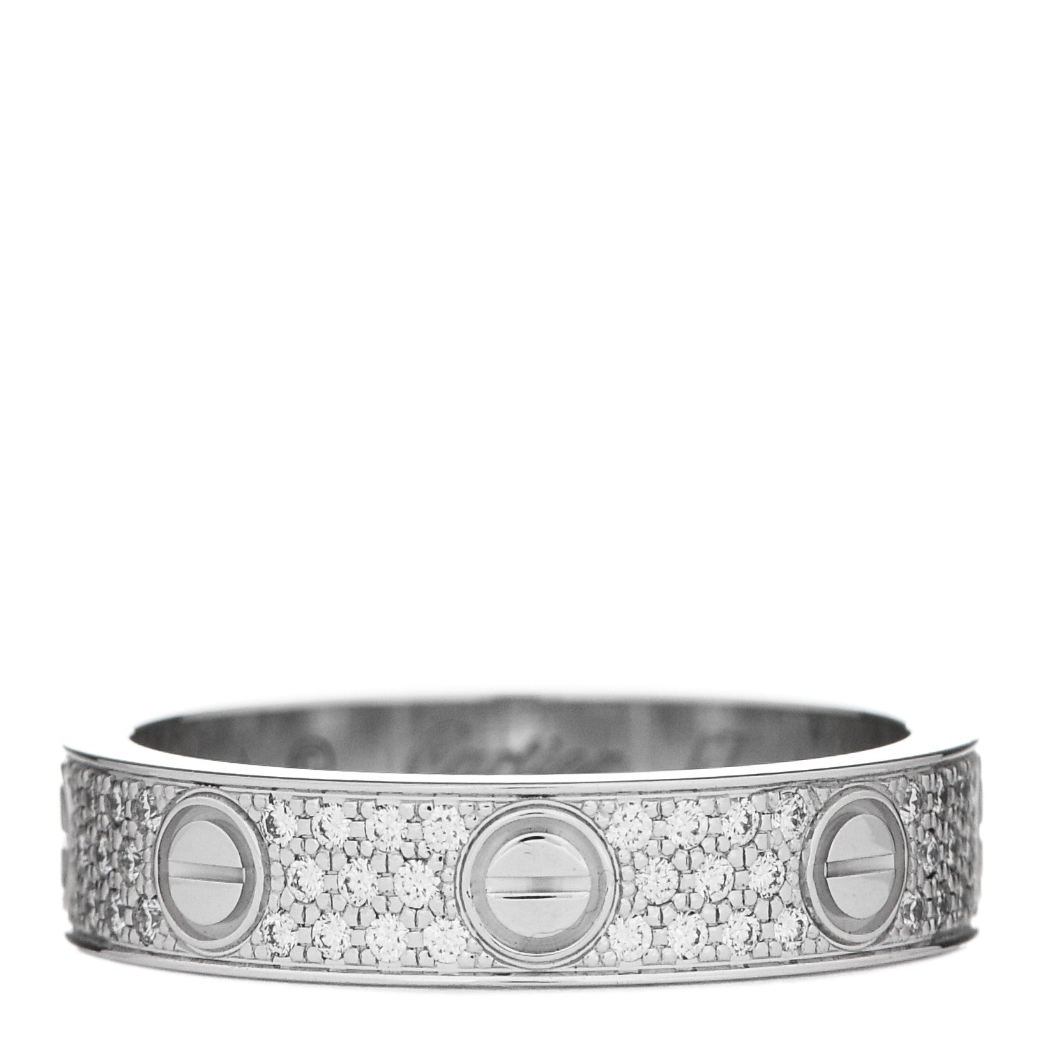 Cartier 18K White Gold Diamond 4mm LOVE Wedding Paved Band Ring 47/4 1 of 4