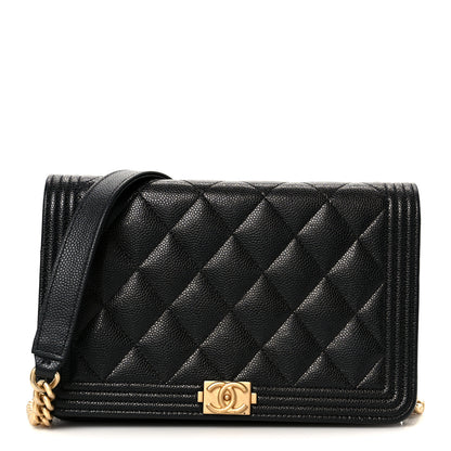 Chanel Caviar Quilted Boy Wallet On Chain WOC Black 1 of 12