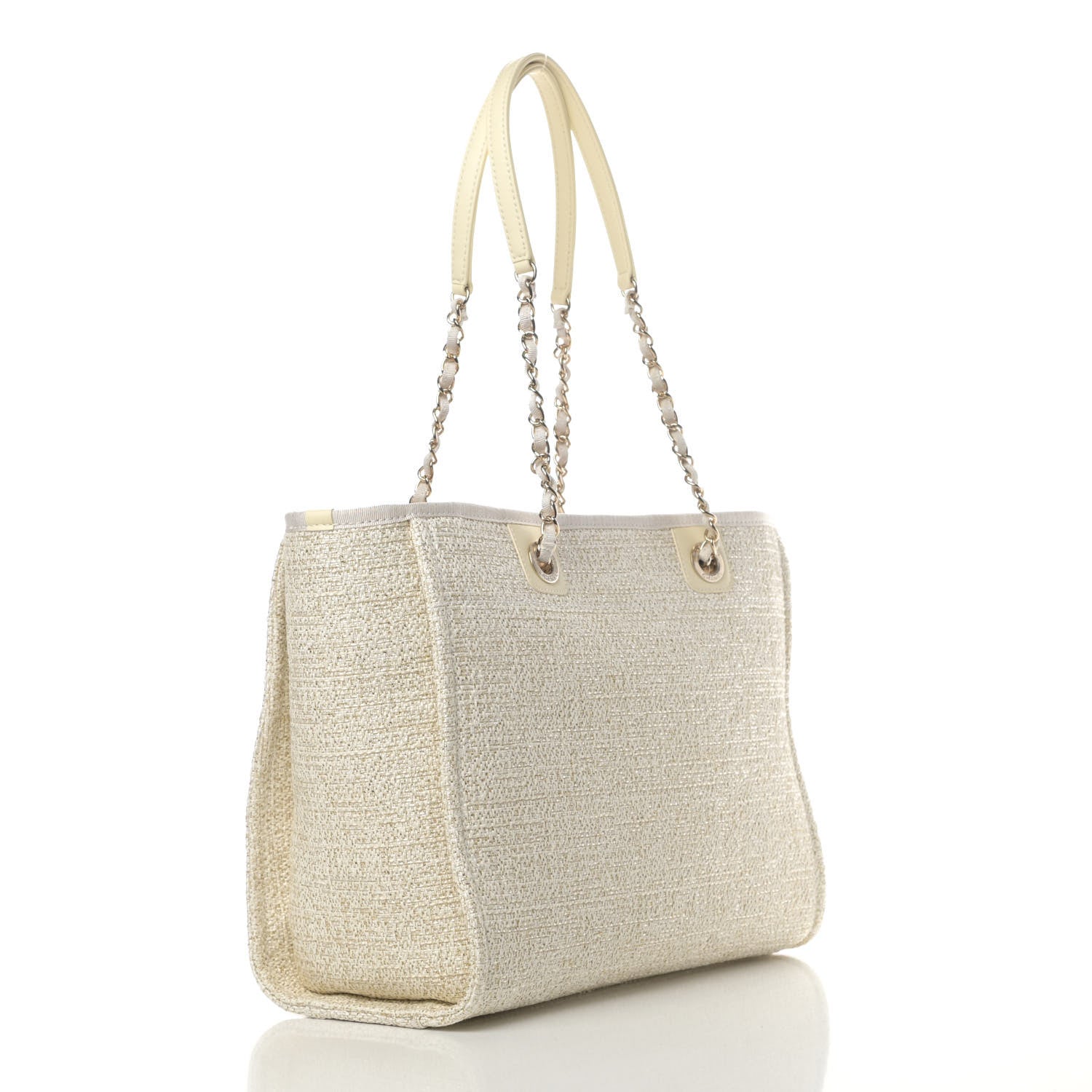 Chanel Lurex Boucle Small Deauville Tote Ivory 2 of 4