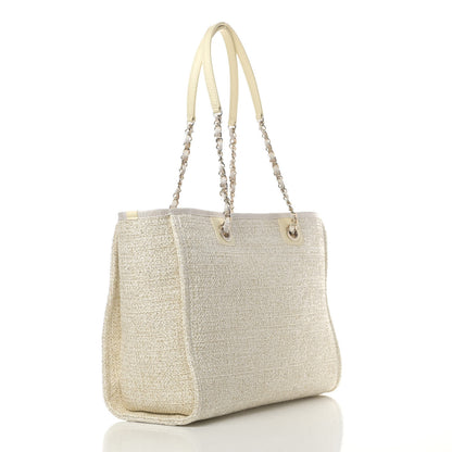 Chanel Lurex Boucle Small Deauville Tote Ivory 2 of 4