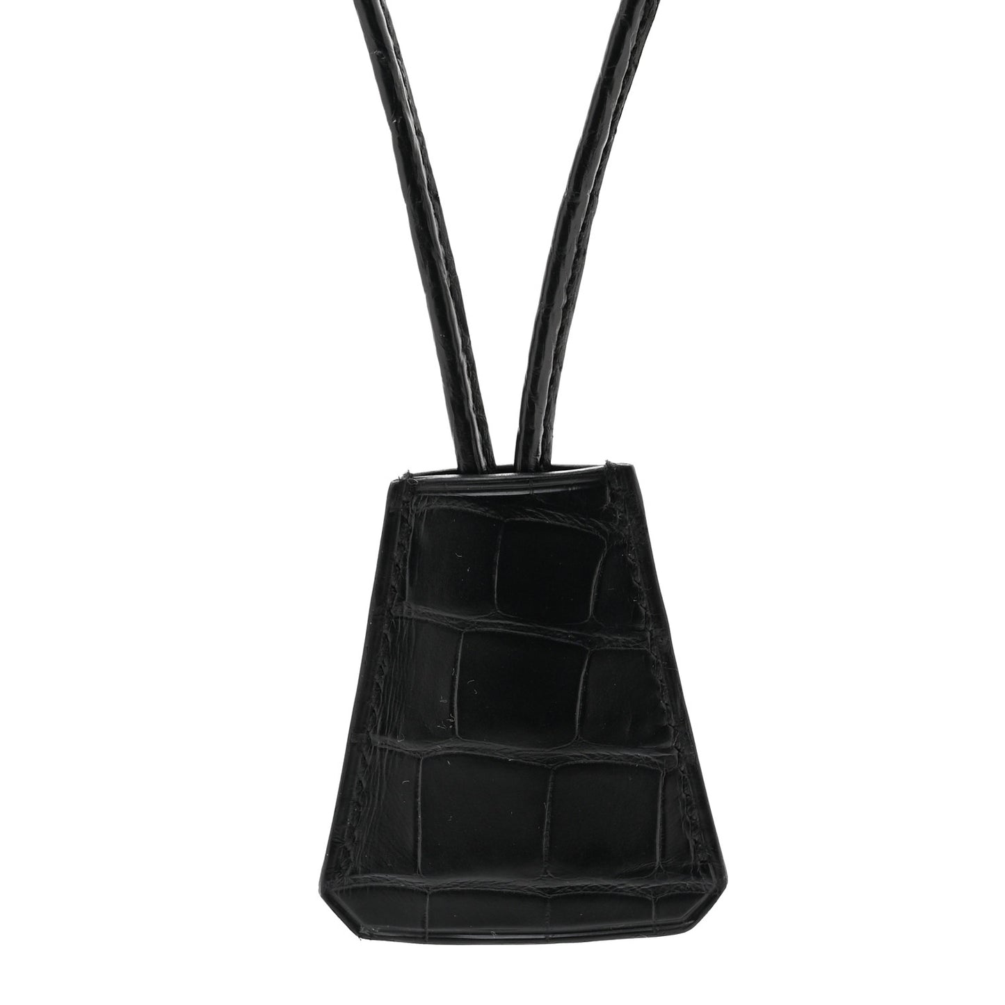 Matte Alligator Clochette Long Necklace Black