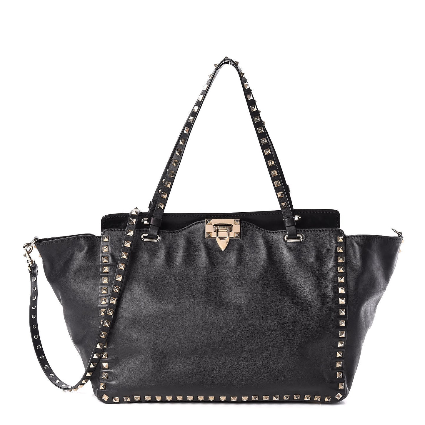 Vitello Medium Rockstud Tote Black