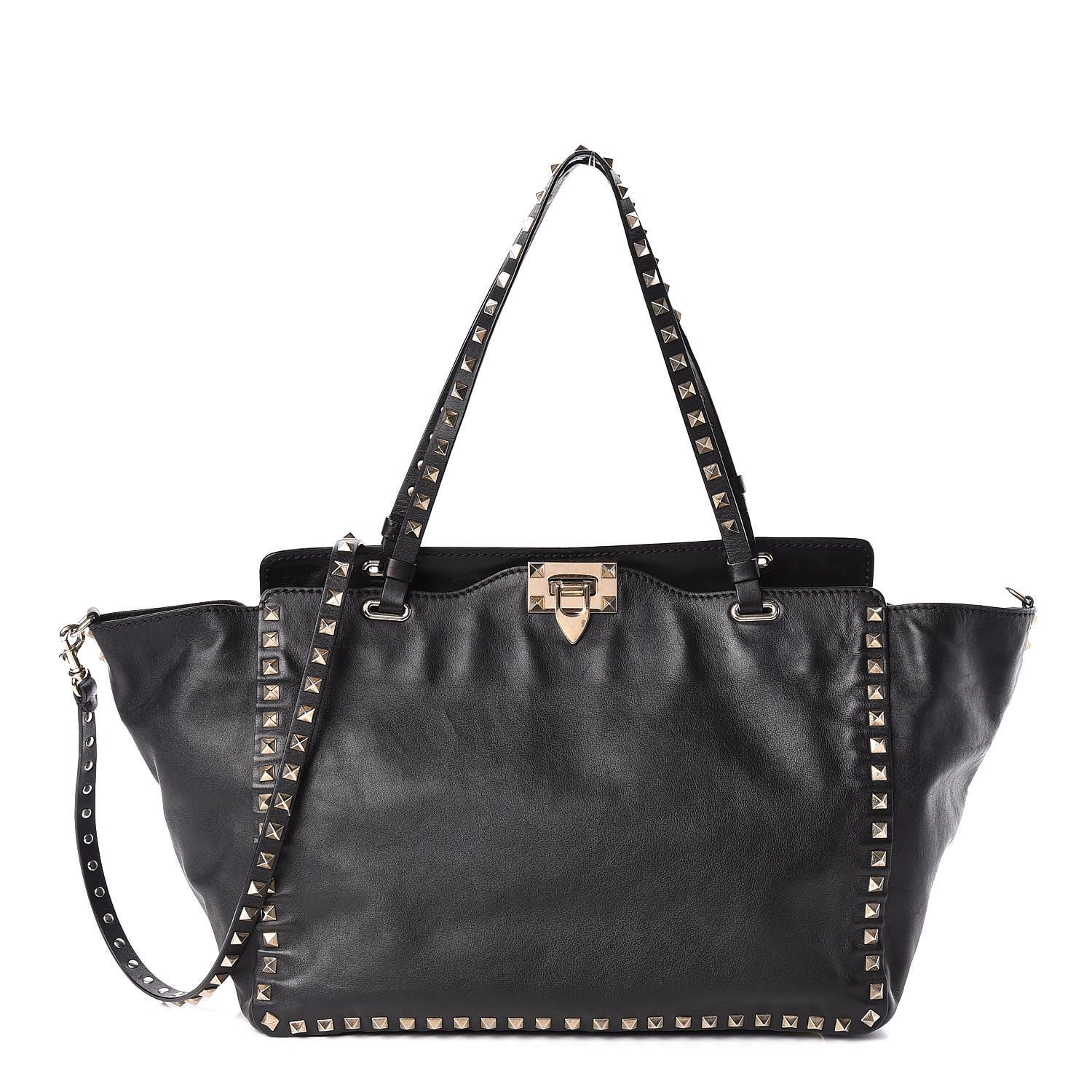 Valentino Garavani Vitello Medium Rockstud Tote Black 1 of 10