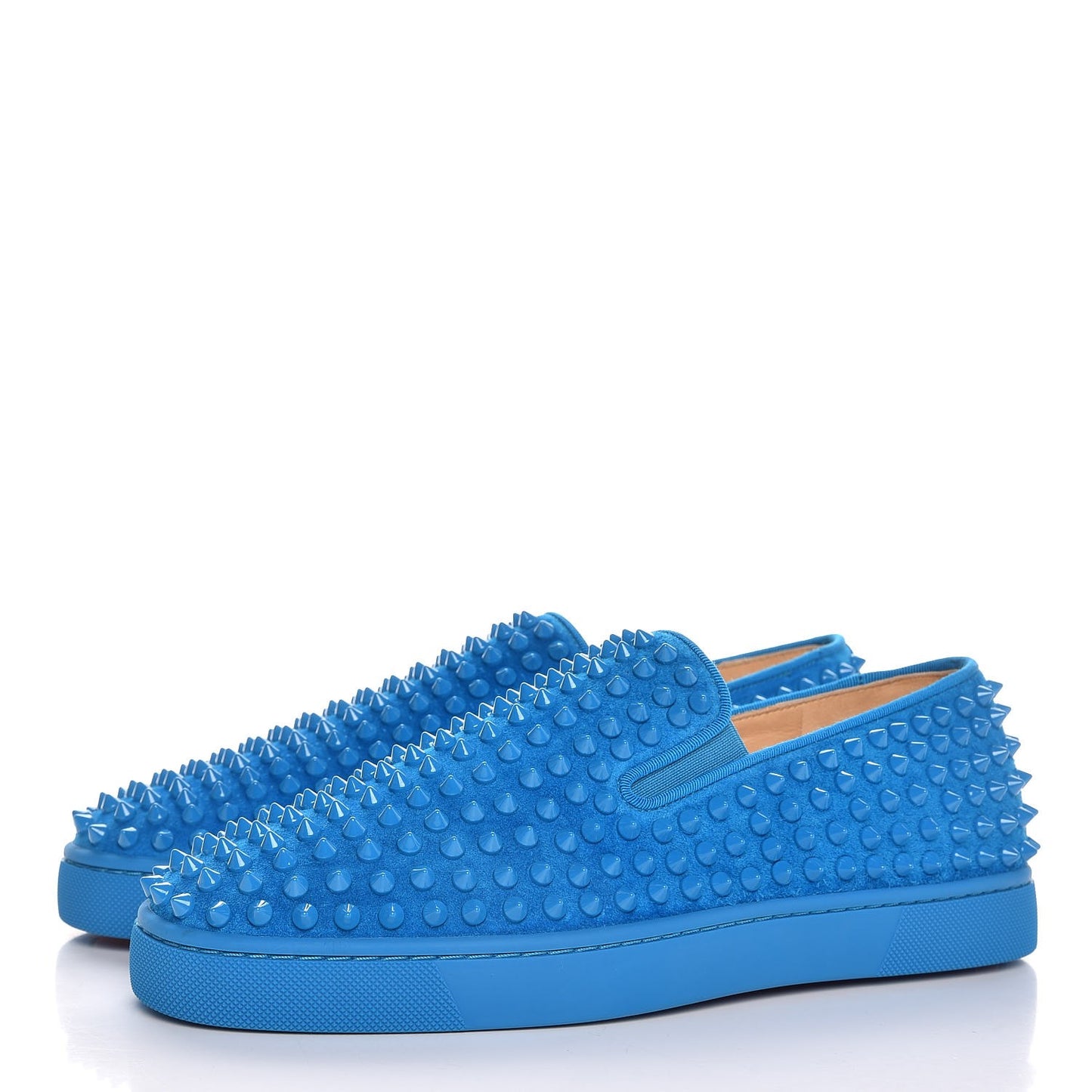Veau Velours Spikes Mens Roller Boat Flat 39.5 Egyptian Blue
