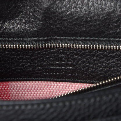 Gucci Pebbled Calfskin Medium Bamboo Daily Flap Shoulder Bag Black 6 of 6