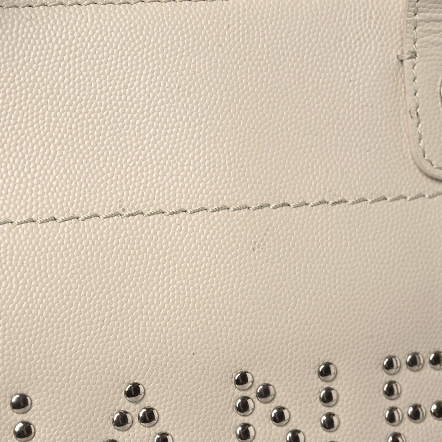Caviar Small Studded Deauville Tote Ivory