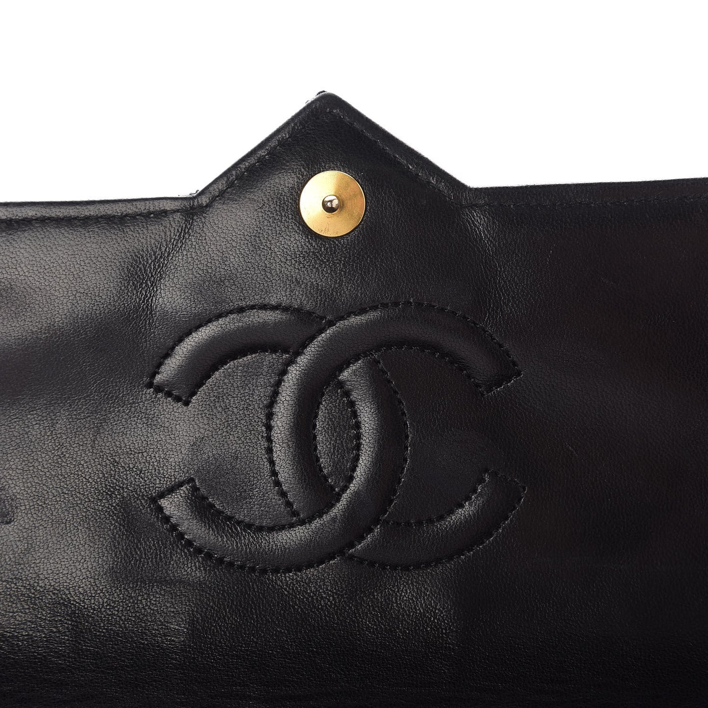 Glazed Calfskin Small CC Flap Black