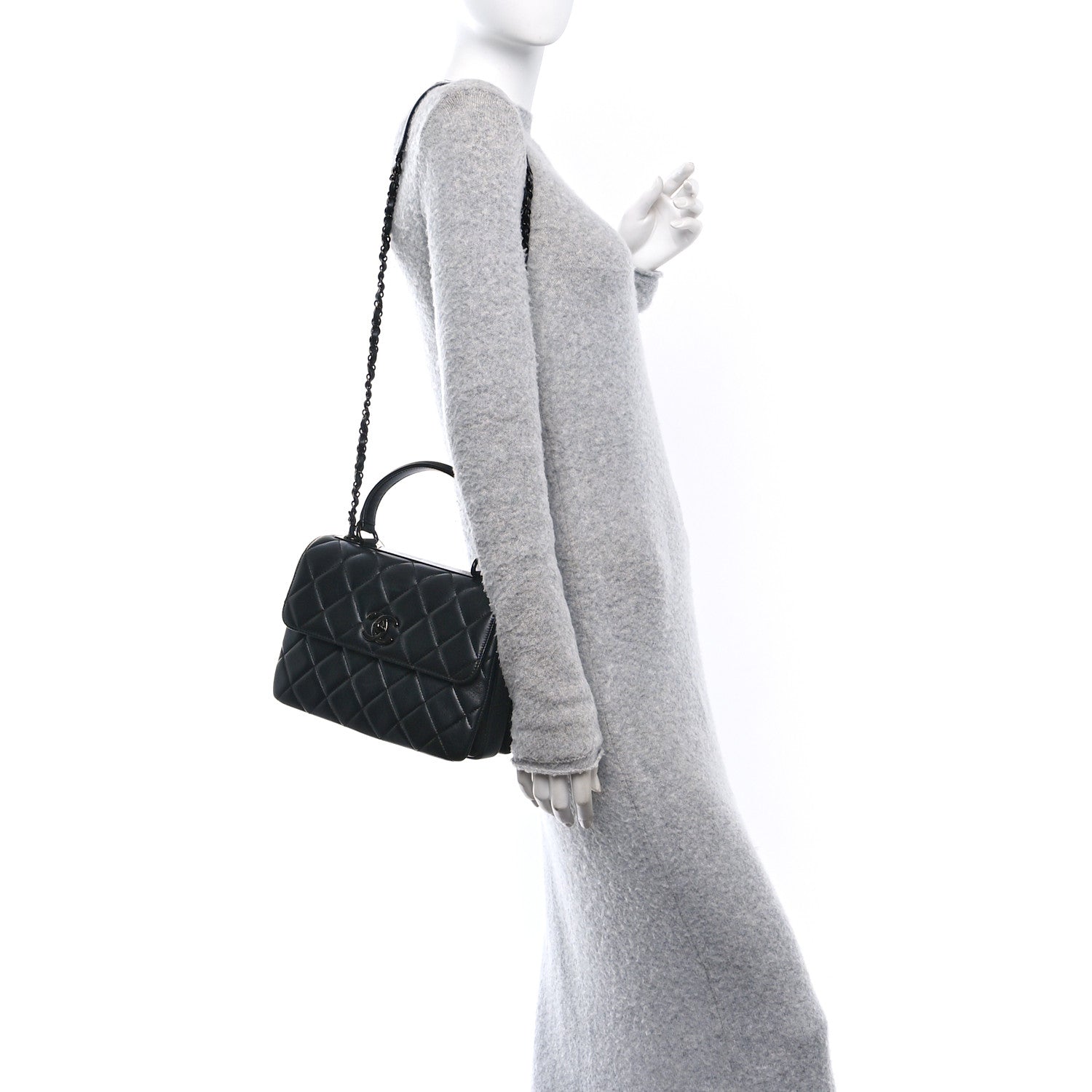 Chanel Lambskin Quilted Mini Trendy CC Dual Handle Flap Bag So Black 2 of 11