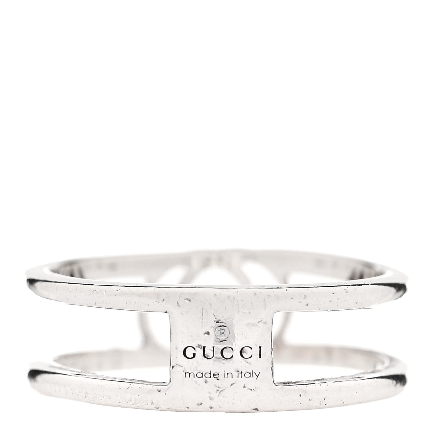 Gucci Sterling Silver 6mm Interlocking G Open Band Ring 50 5.25 3 of 5