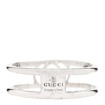 Gucci Sterling Silver 6mm Interlocking G Open Band Ring 50 5.25 3 of 5