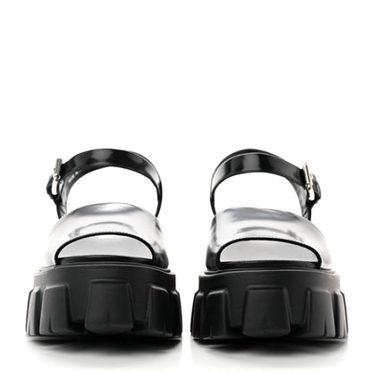 Prada Spazzolato Monolith 55mm Sandals 38.5 Black 2 of 8