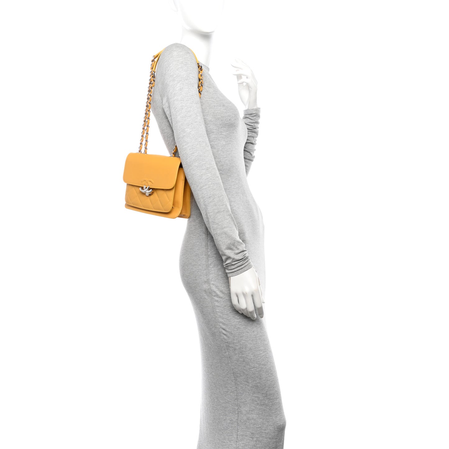 Caviar Quilted CC Box Flap Yellow