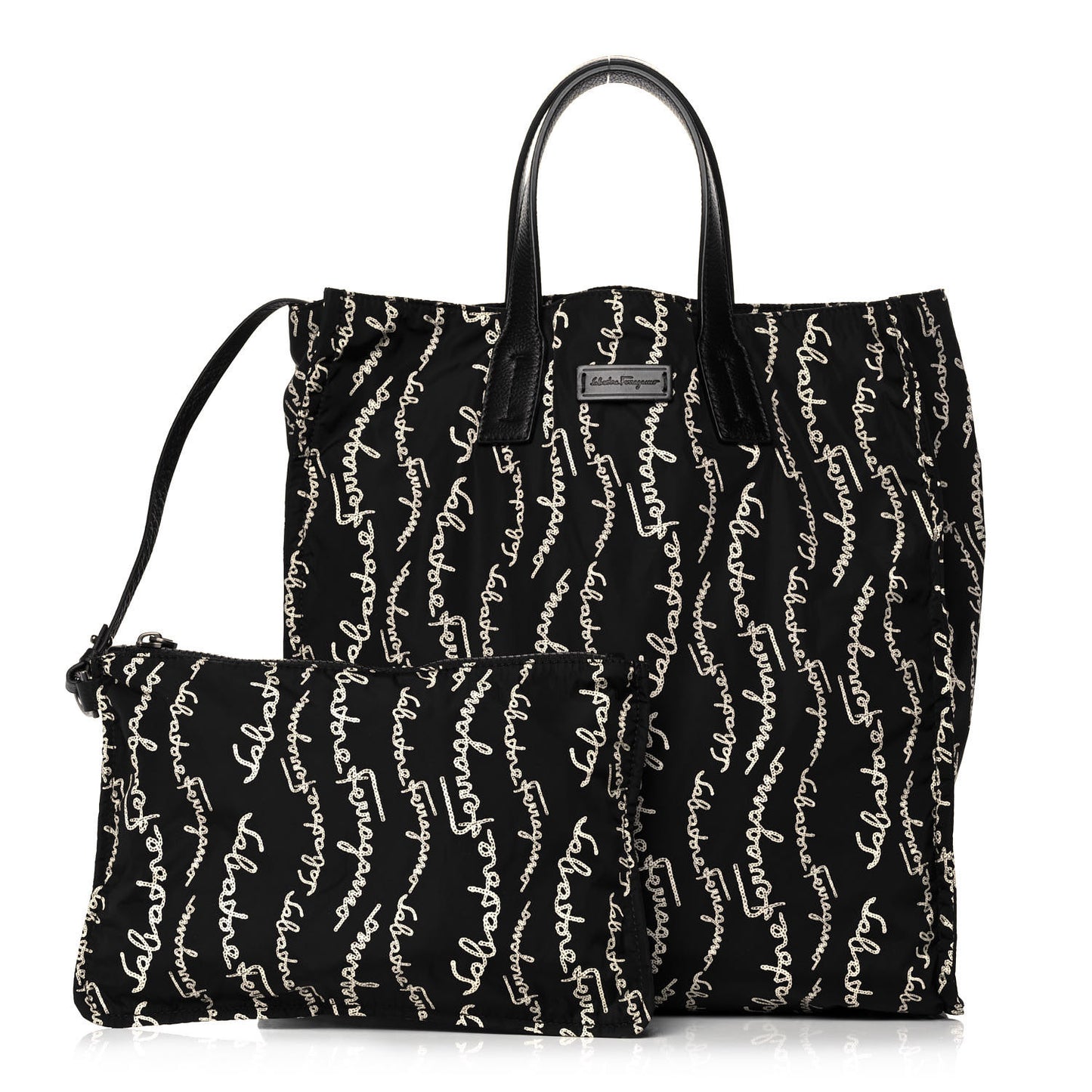 Nylon All Over Printed Logo Tote Black