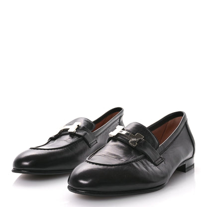 Hermes Goatskin Womens Paris Loafers 38.5 Black 4 of 8