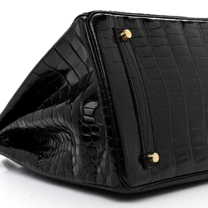 Hermes Shiny Porosus Crocodile Birkin 35 Black 9 of 13