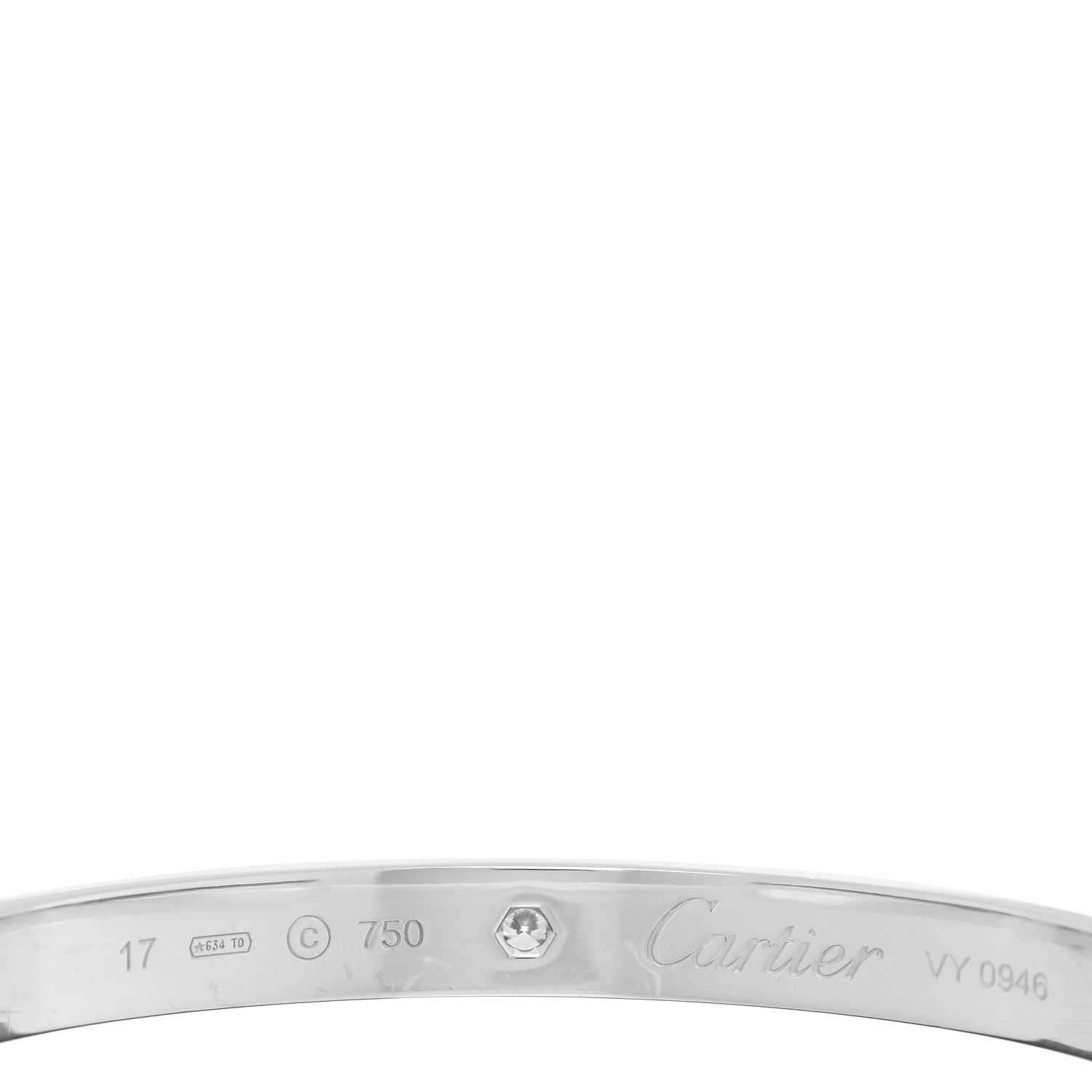 Cartier 18K White Gold 1 Diamond LOVE Cuff Bracelet 17 3 of 3
