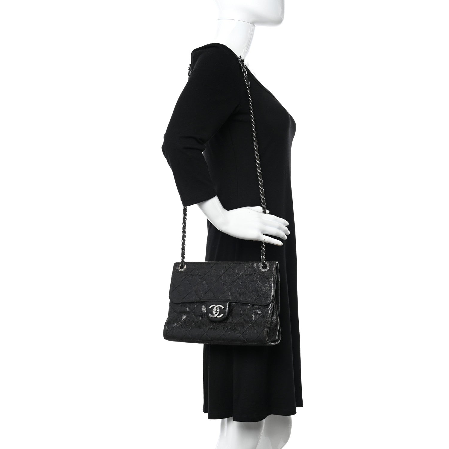 Chanel Crumpled Grained Calfskin Medium CC Crave Flap Black 2 of 14