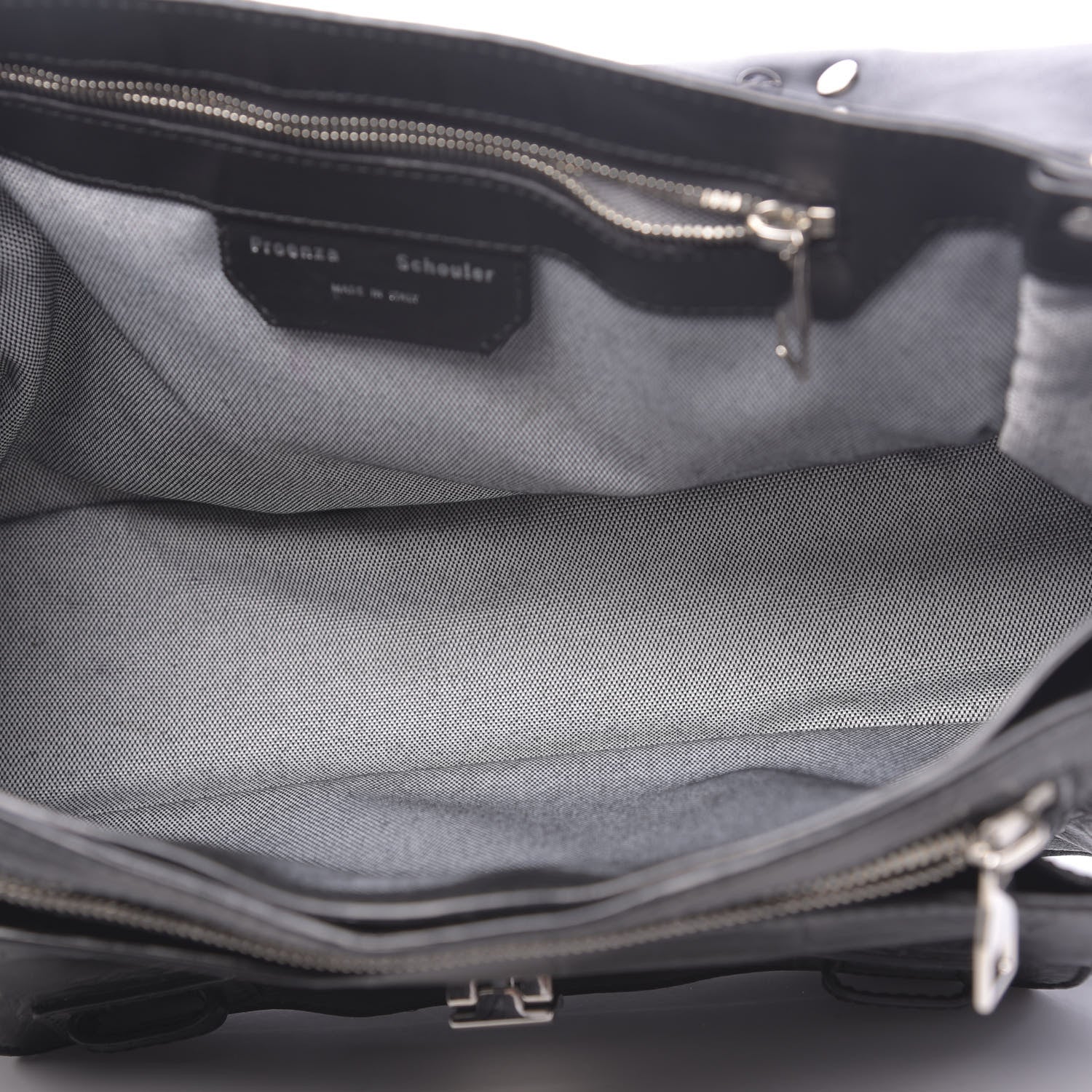Proenza Schouler Calfskin Crocodile Embossed Medium PS1 Satchel Black 6 of 12