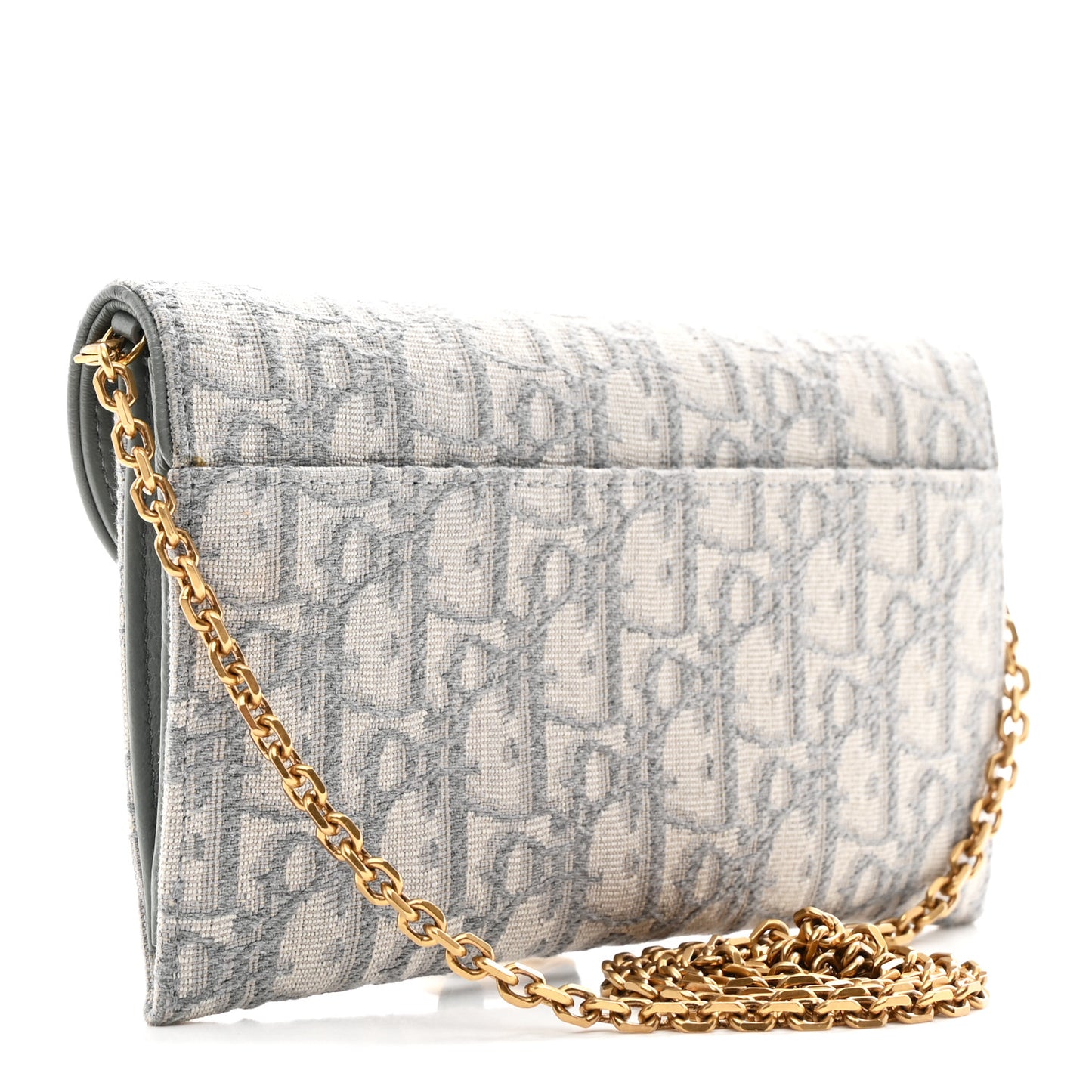 Oblique Saddle Chain Long Wallet Grey
