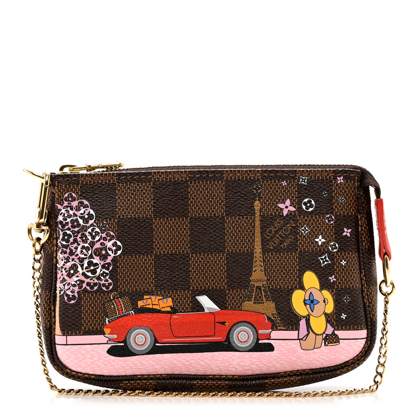 Damier Ebene 2019 Christmas Animation Mini Pochette Accessories Red