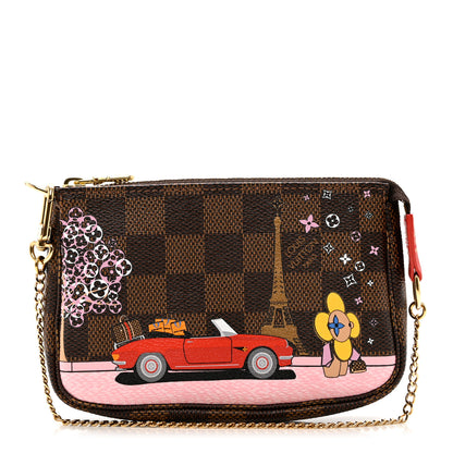 Louis Vuitton Damier Ebene 2019 Christmas Animation Mini Pochette Accessories Red 1 of 7