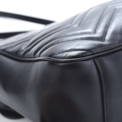 Gucci Calfskin Matelasse Large GG Marmont Shoulder Bag Black 12 of 21