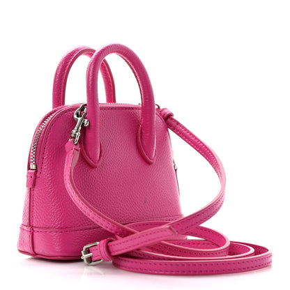 Balenciaga Grained Calfskin Logo Mini Ville Top Handle Bag Fuchsia White 3 of 10