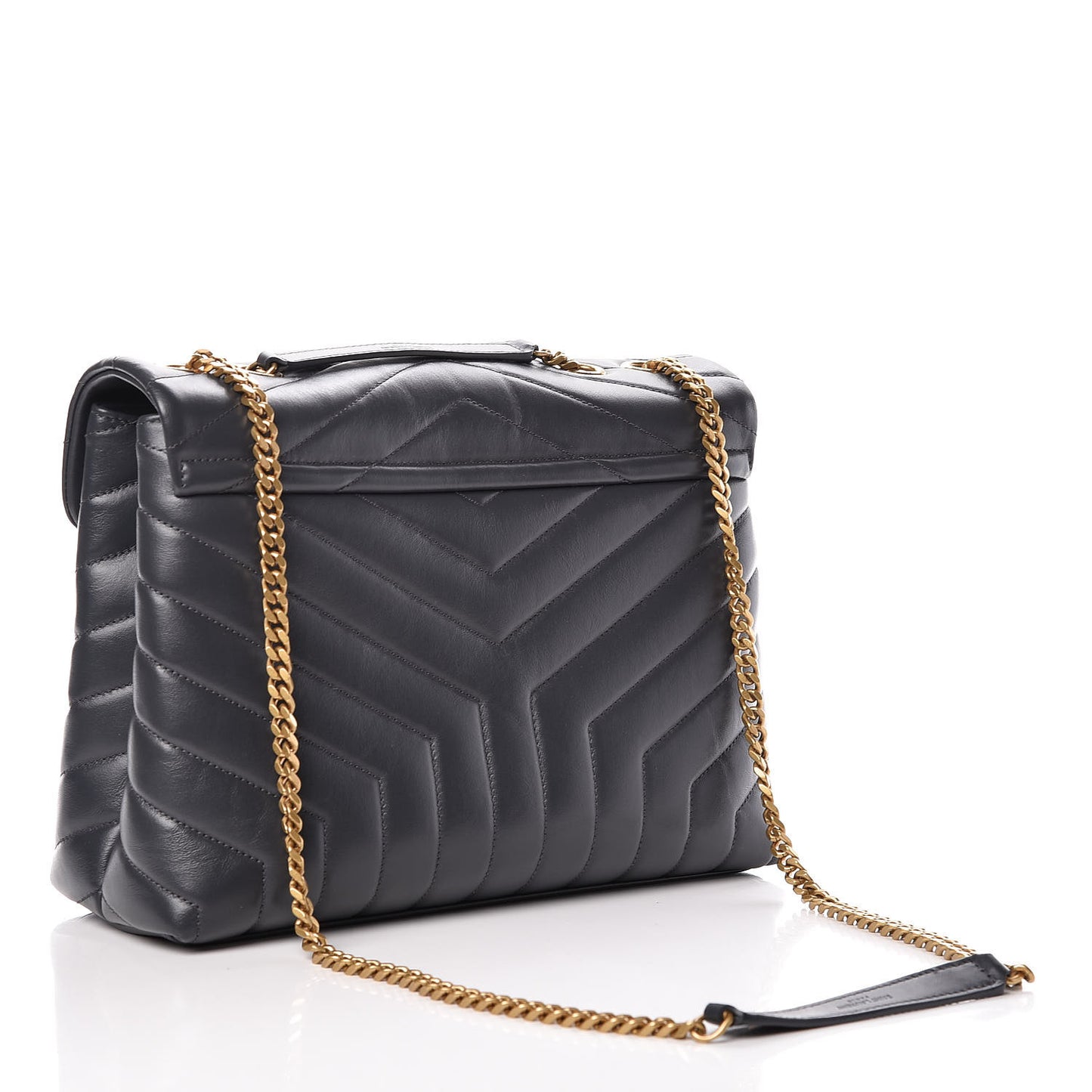 Calfskin Y Quilted Monogram Medium Loulou Chain Satchel Asphalt