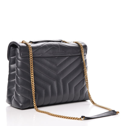 Saint Laurent Calfskin Y Quilted Monogram Medium Loulou Chain Satchel Asphalt 3 of 10