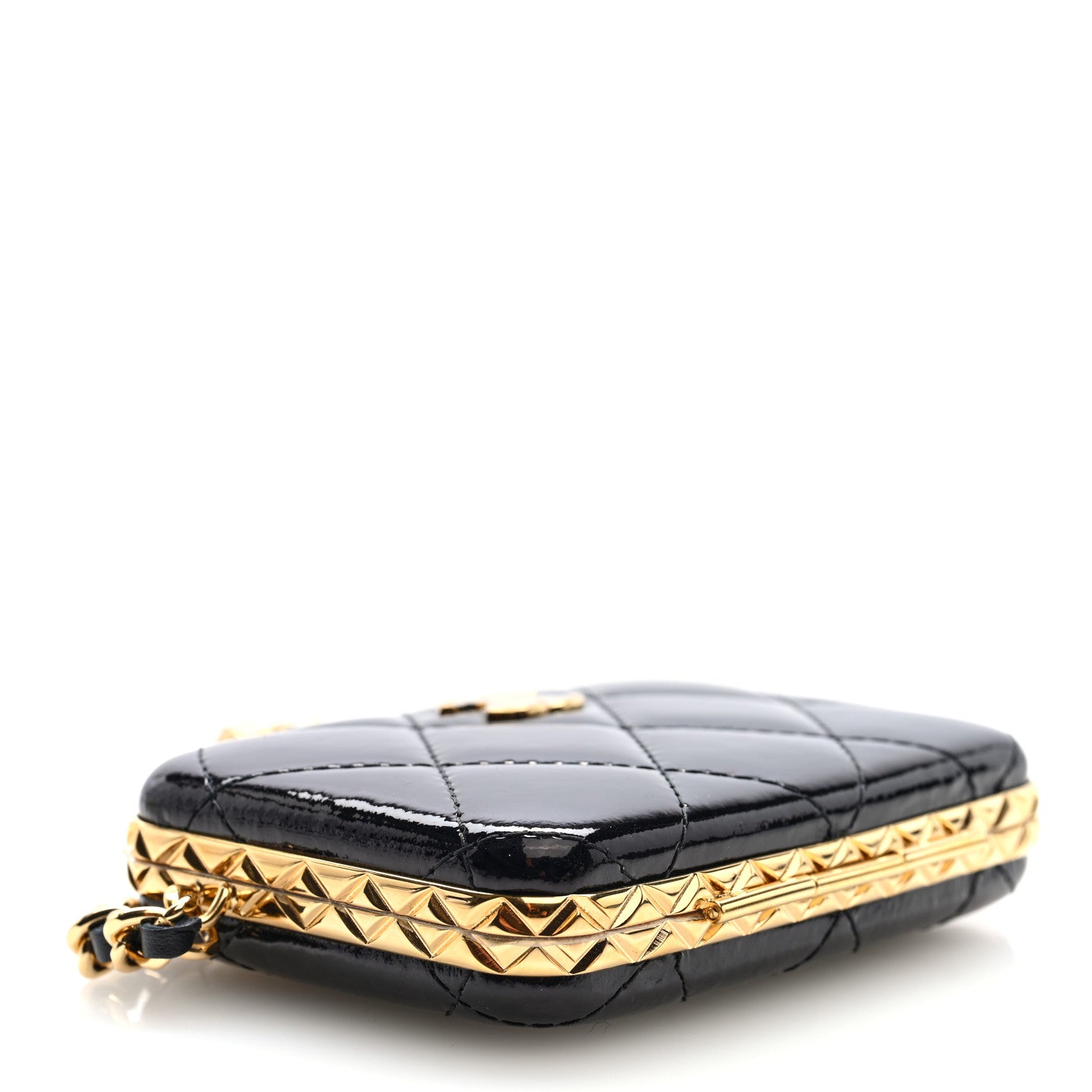 Chanel Glazed Goatskin Quilted Small Box With Chain Black 4 of 10