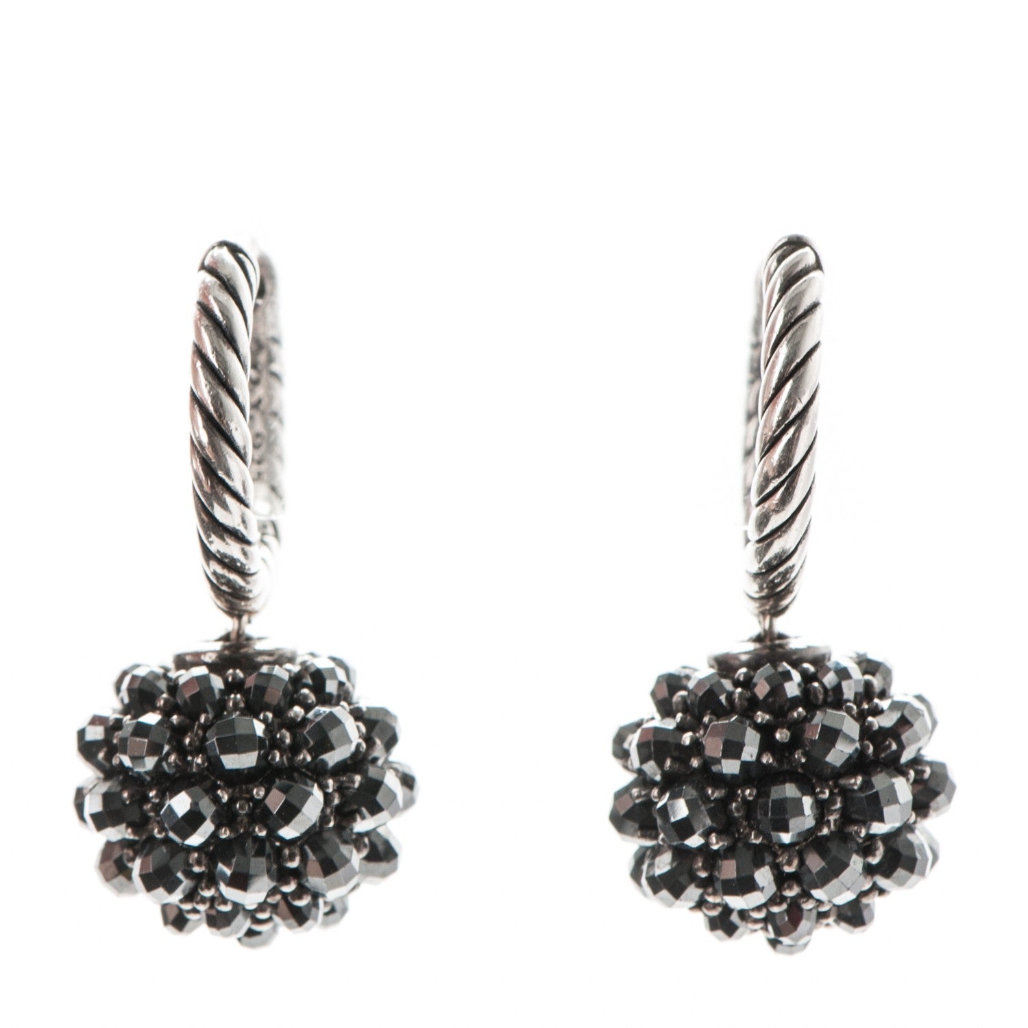 David Yurman Sterling Silver Hematite 26mm Osetra Earrings 1 of 3