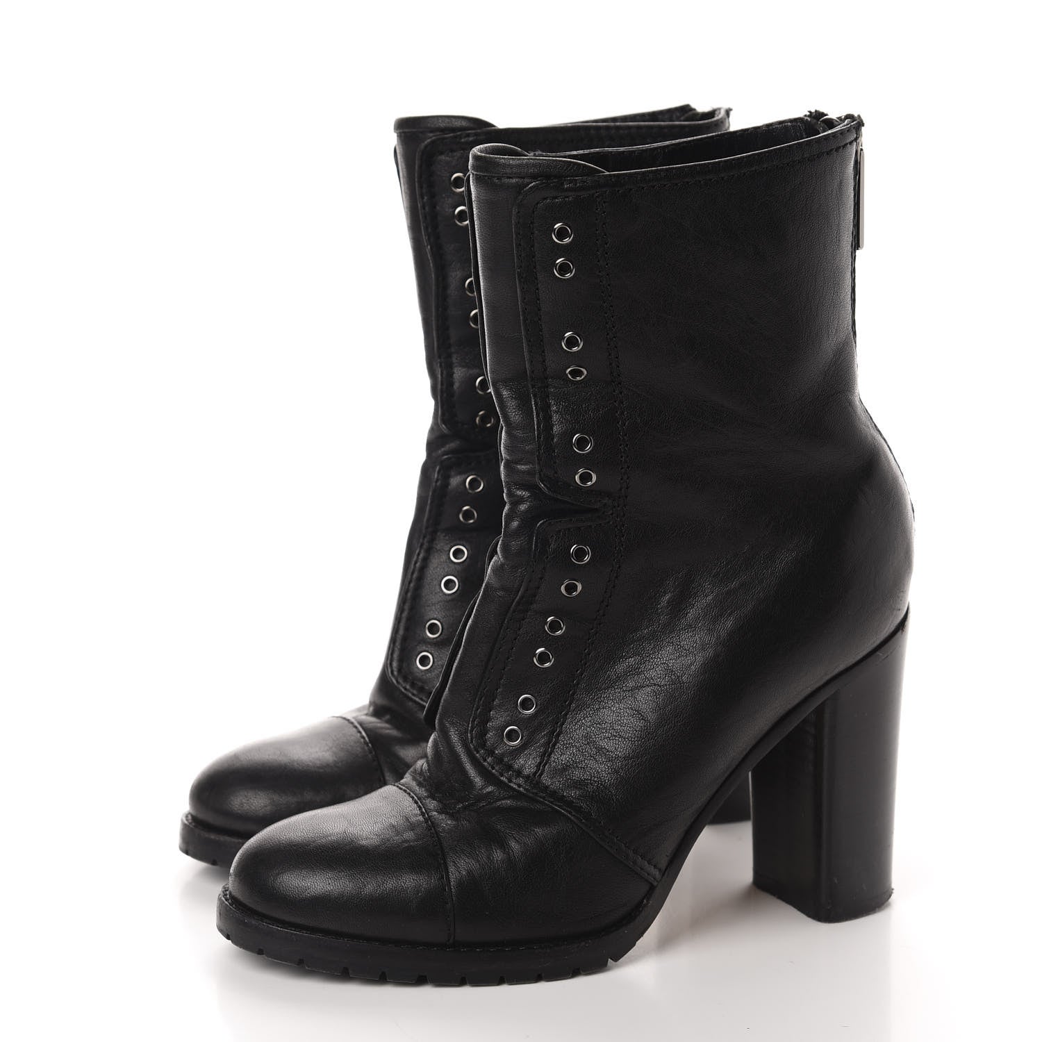 Jimmy Choo Lambskin Lace Up Combat Boots 36.5 Black 3 of 8