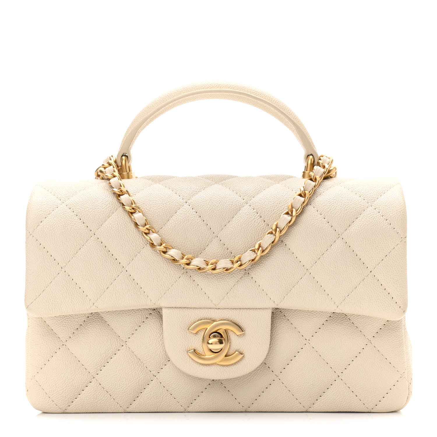 Chanel Caviar Quilted Mini Top Handle Rectangular Flap White 1 of 10