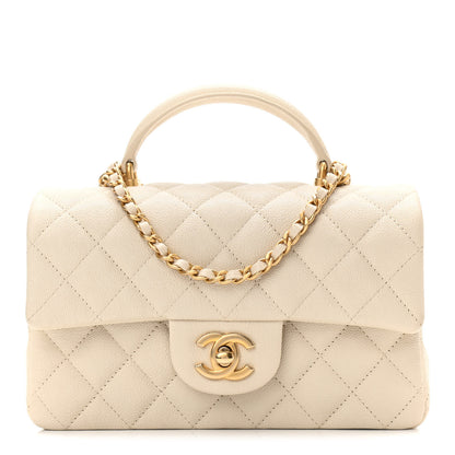 Chanel Caviar Quilted Mini Top Handle Rectangular Flap White 1 of 10